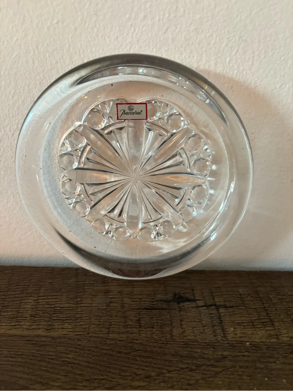 Baccarat Clear Crystal Wine Coaster with Starburst Cut